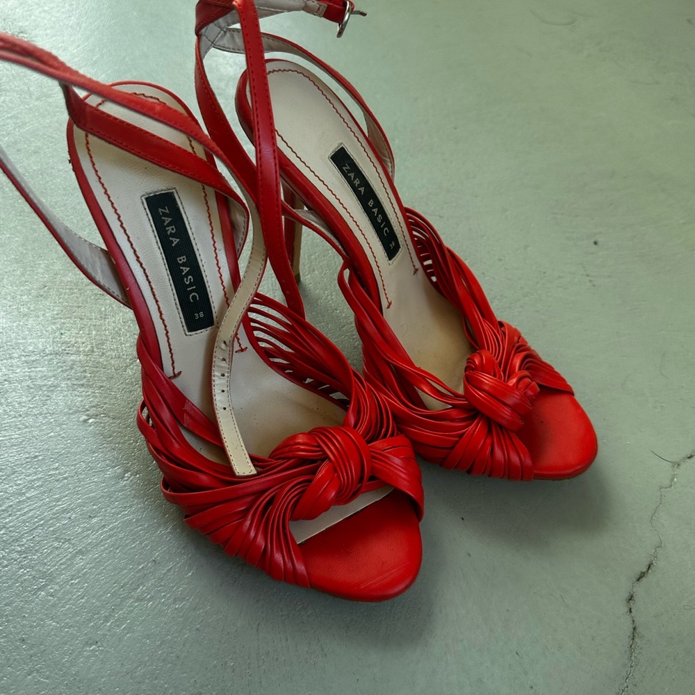 Zara Red Strappy Heels